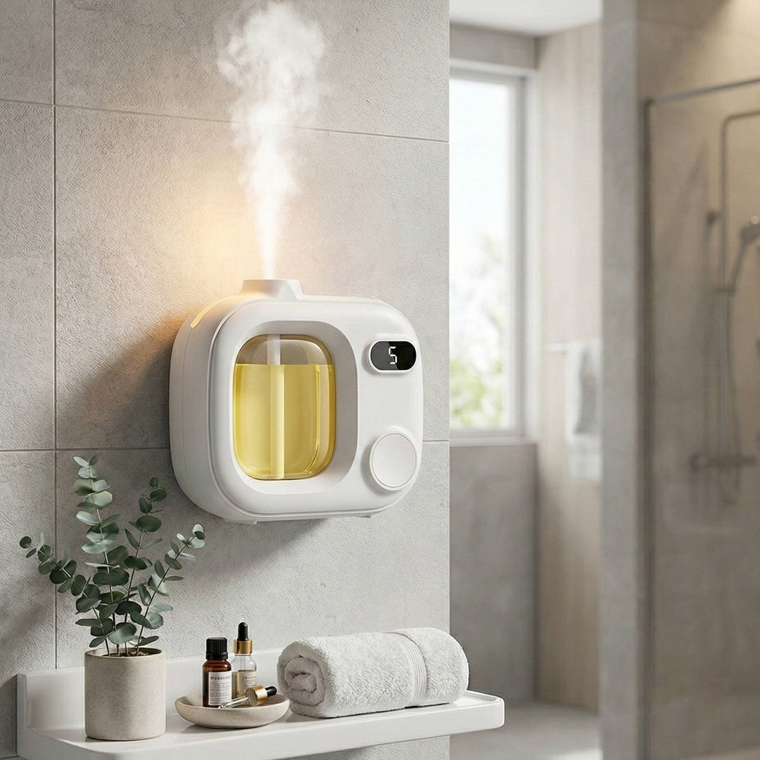 Wall Mounted Smart Automatic Air Freshener for Bathroom and Toilet with Aroma Oil