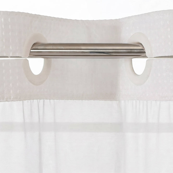 No Hooks Polyester Shower Curtain with Snap In Fabric Liner
