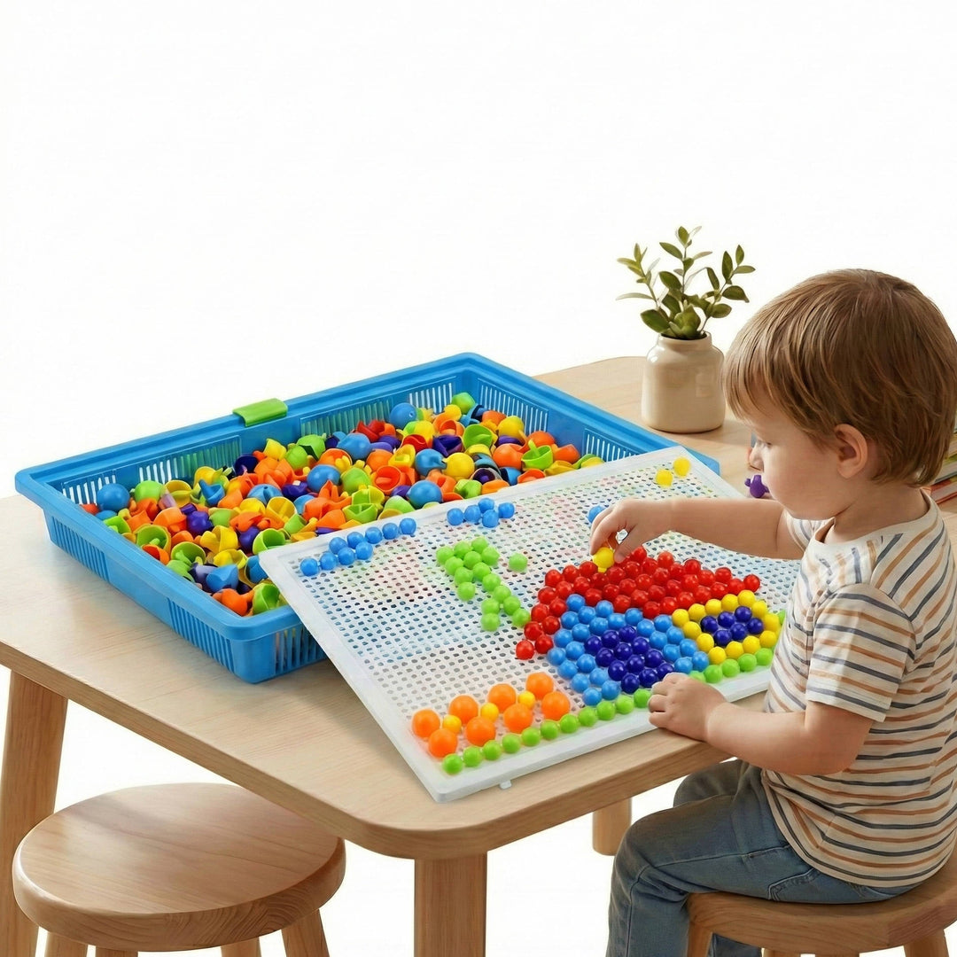 Peg Board Set 296 PCS Kids Mosaic Puzzle Toy with Storage Ages 3 and up