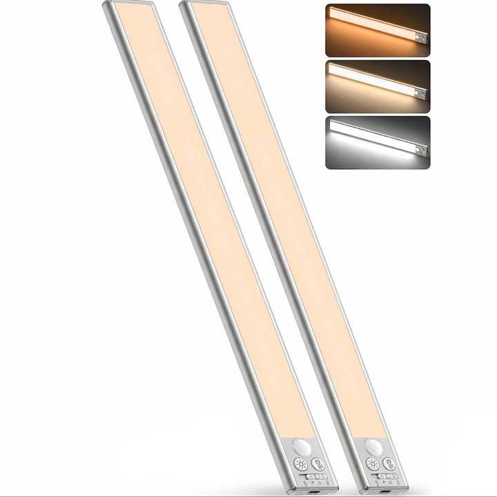 Motion Sensor Under Cabinet Lights, Rechargeable Magnetic Closet Lighting, 3 colours, 2 Pack
