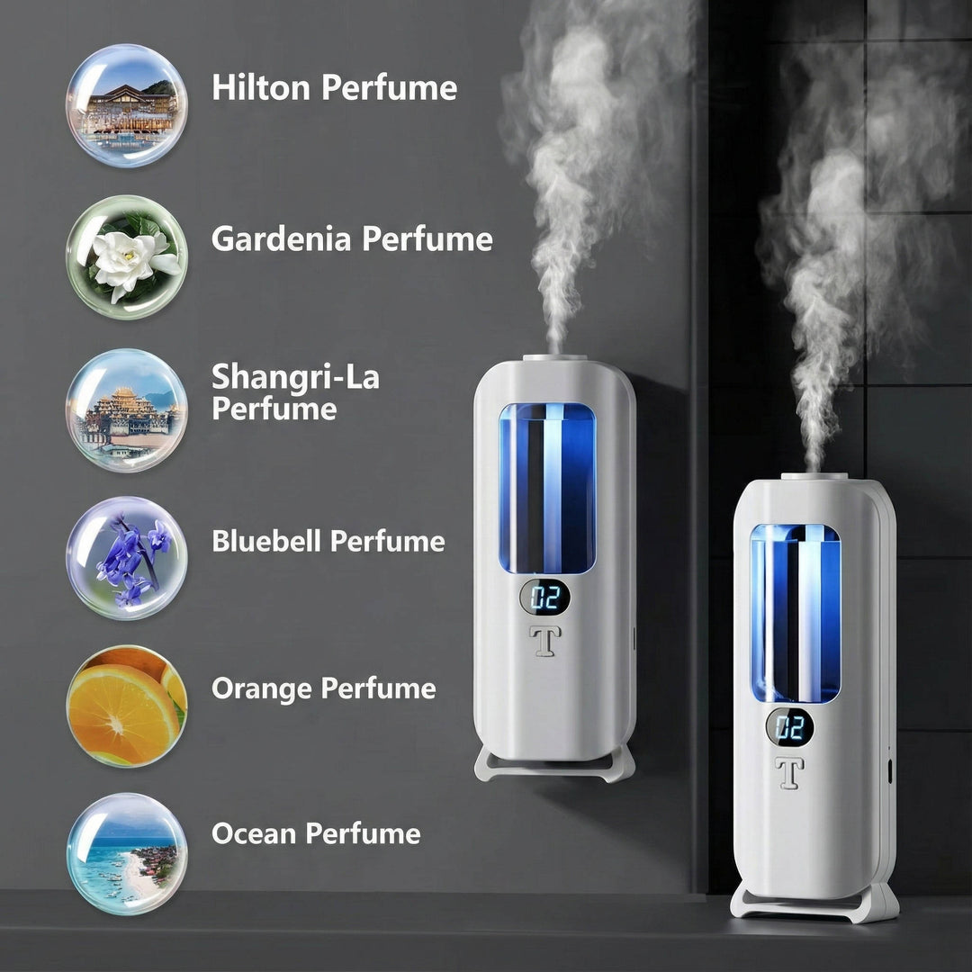 Air Humidifier and Aromatherapy Diffuser with Digital Display and coloured LED Lights