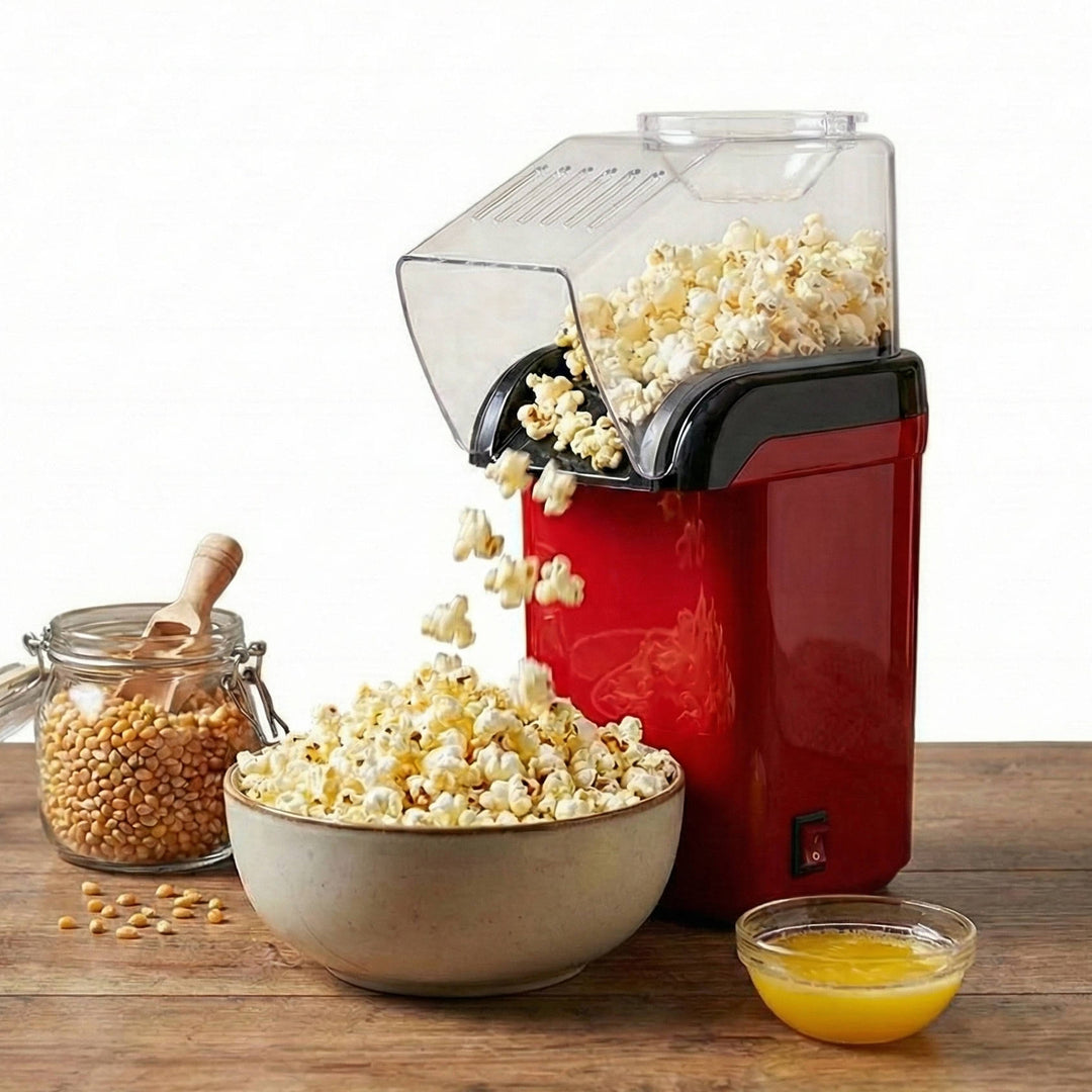 Electric Hot Air Popcorn Maker 1200W Fast Heating Corn Popper for Movie Night and Healthy No Oil Snack