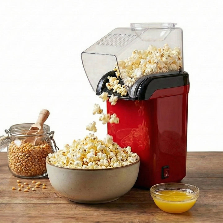 Electric Hot Air Popcorn Maker 1200W Fast Heating Corn Popper for Movie Night and Healthy No Oil Snack