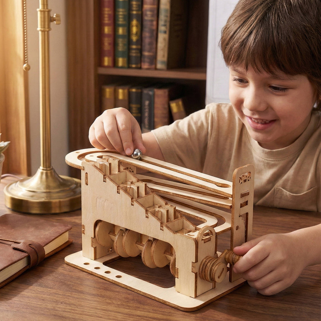 Wooden Marble Run 3D Puzzle Kit DIY Mechanical Building Model