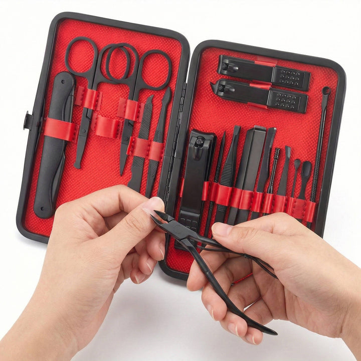 Complete 24 Piece Professional Nail Clipper Kit, Stainless Steel Manicure and Pedicure Tool Set with Travel Wallet
