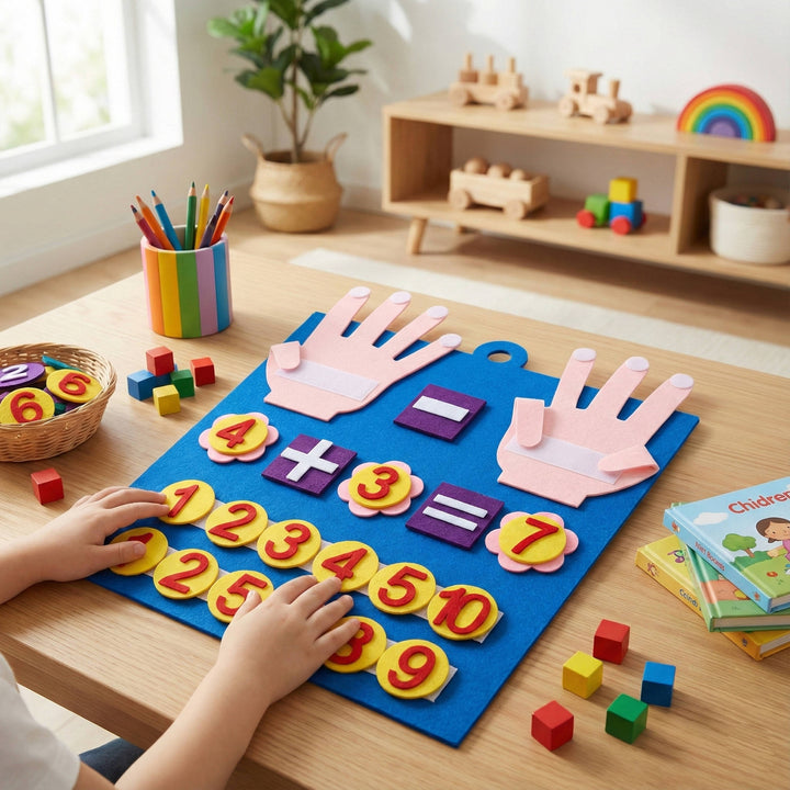 Felt Finger Counting Math Board for Kids Montessori Preschool Numbers Learning Toy