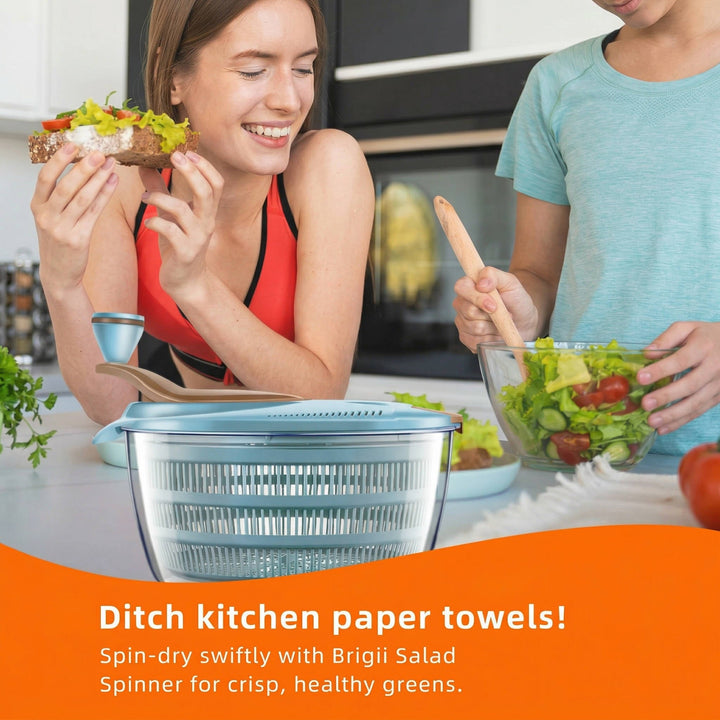 Salad Spinner with Double Drainage Holes, 4.24 Qt Lettuce Spinner for Washing, Spinning and Draining Greens, Fruits and Vegetables