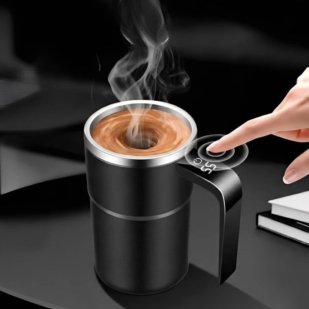Heated Travel Self Mixing Coffee Mug Waterproof 13 fl oz and USB Rechargeable