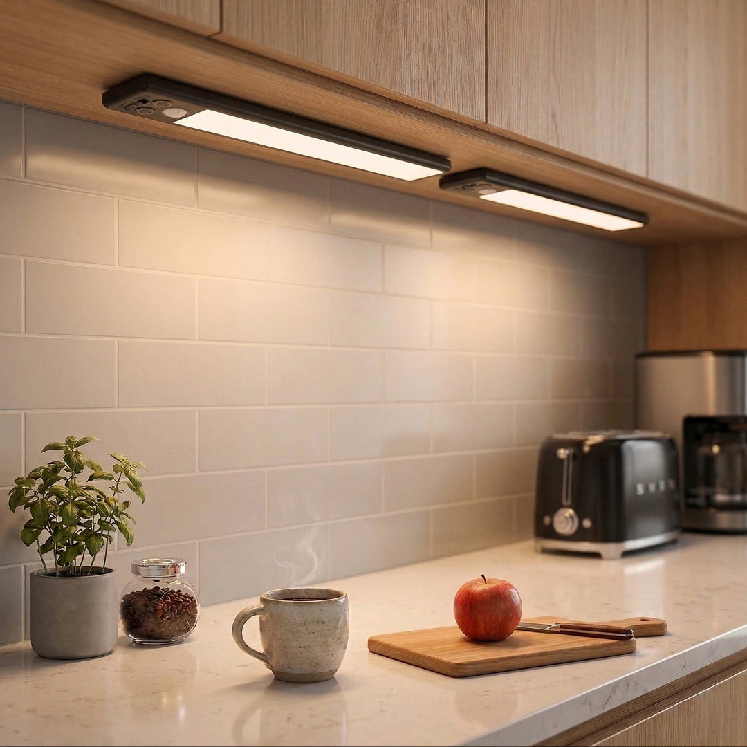 Motion Sensor Under Cabinet Lights, Rechargeable Magnetic Closet Lighting, 3 colours, 2 Pack