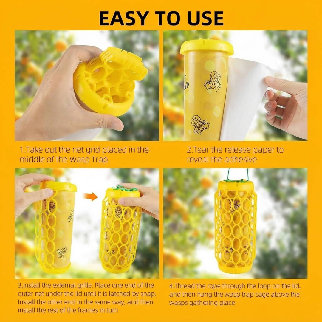 2 Pack Outdoor Wasp Traps, Reusable Hanging Bee and Hornet Catcher for the Garden