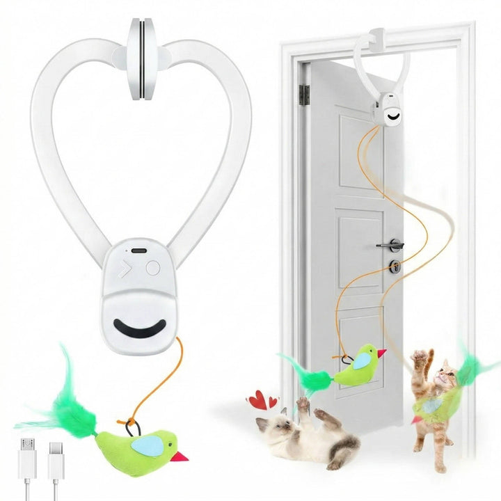 Interactive Stimulating Indoor Toy for Cats and Kittens with with Electric Flying Bird Feather Wand
