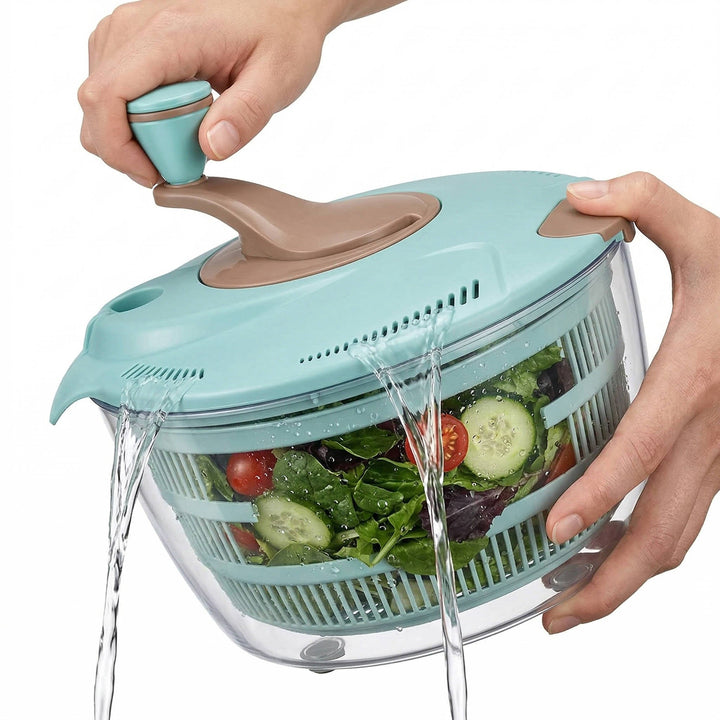 Salad Spinner with Double Drainage Holes, 4.24 Qt Lettuce Spinner for Washing, Spinning and Draining Greens, Fruits and Vegetables