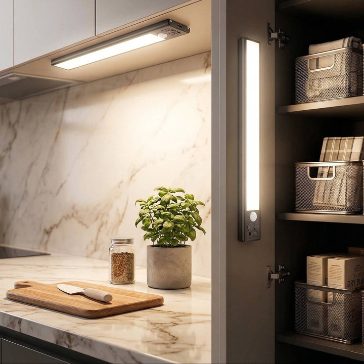 Motion Sensor Under Cabinet Lights, Rechargeable Magnetic Closet Lighting, 3 colours, 2 Pack
