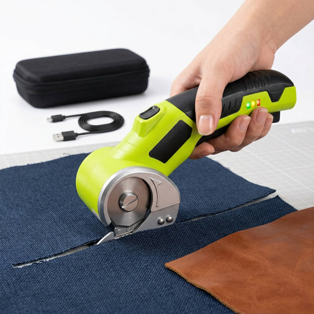 Cordless Rechargeable Electric Scissors, Portable Cutter for Fabric, Cardboard, Carpet and Leather