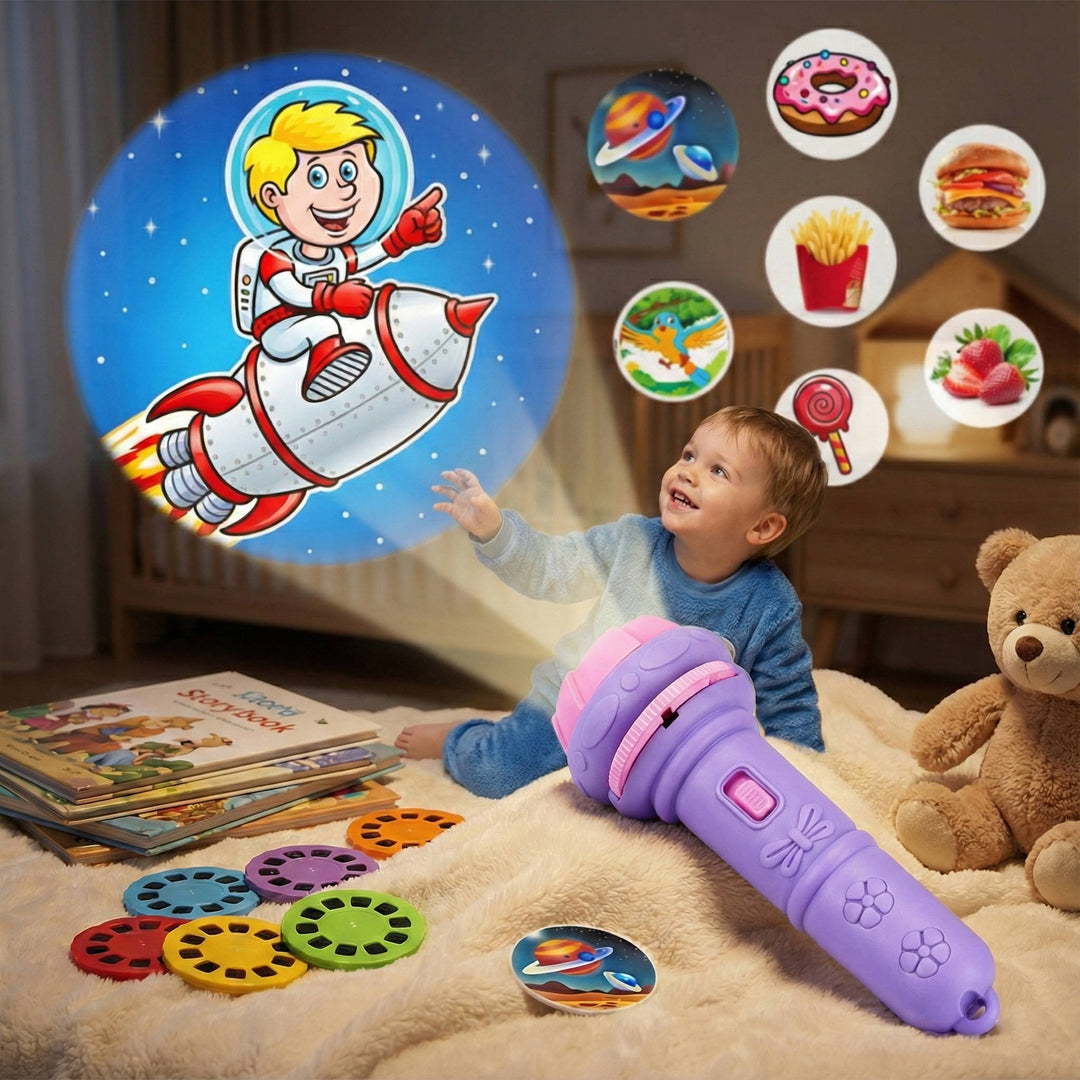 Kids Projector Flashlight Toy with Slide Discs Toddler Dinosaur Animal Light Projector Ages 2 to 6