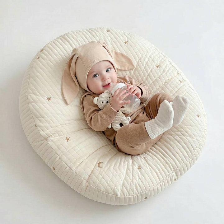 Baby Lounger Pillow, Ergonomic Cotton Nest with Anti Reflux Support