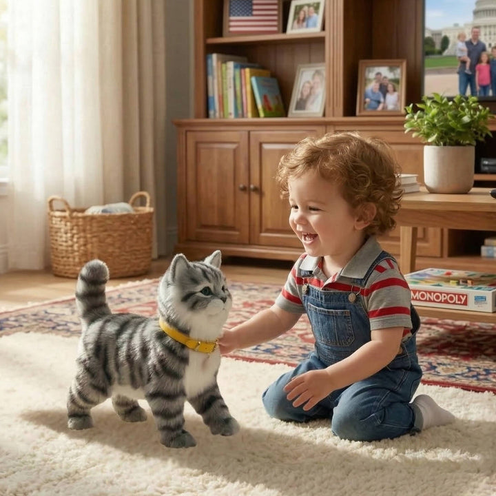 Realistic Interactive Tabby Robot Kitten, Walking and Meowing Robot Cat