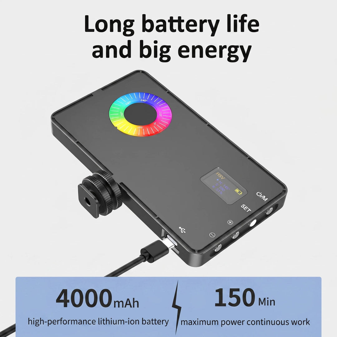 USB Rechargeable RGB Photography Light, Portable Camera Selfie Light for Live Streaming Vlogging with colour Changing Modes