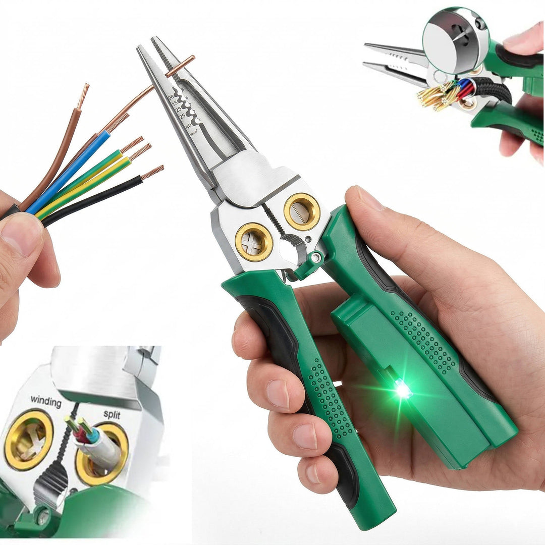 8 in 1 Wire Stripper and Multi Function Pliers with LED Light, Cable Cutter and Wire Tool