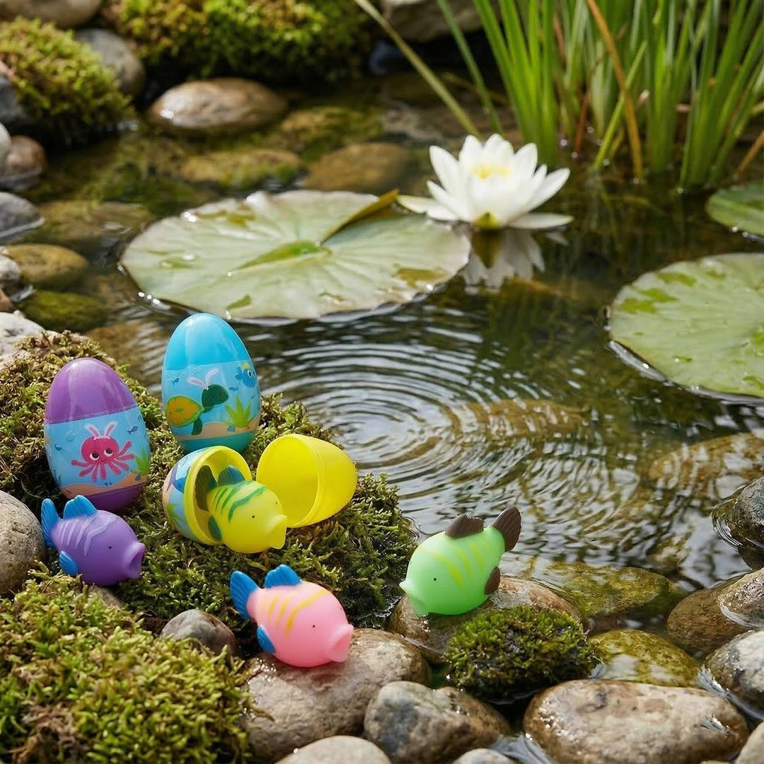Squirt Toy Filled Plastic Easter Eggs 12 Pc, colourful Easter Egg Hunt Toys for Kids Basket Stuffers