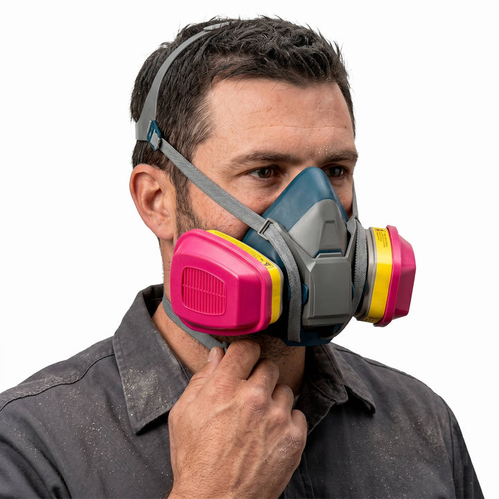 Multi-Purpose Reusable Respirator Mask with Quick Latch, NIOSH 60923 OV AG P100 Cartridge, Size Medium