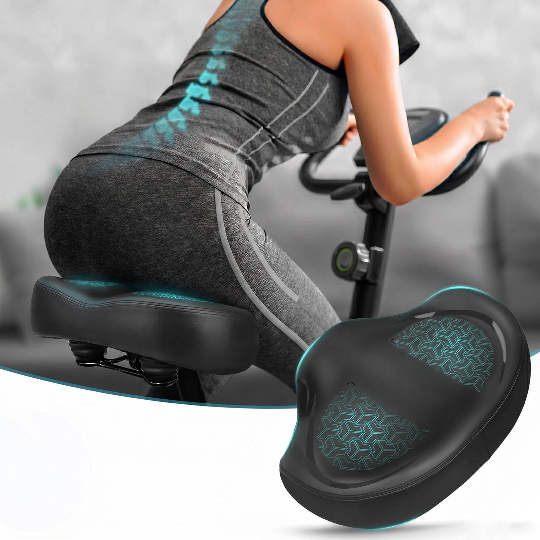 Noseless Bike Seat Cushion Wide Comfort Saddle, Extra Padded Bicycle Seat for Peloton Exercise Electric Cruiser Bikes Men Women