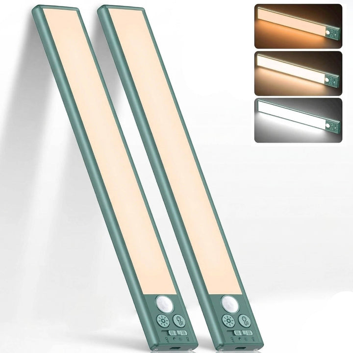 Motion Sensor Under Cabinet Lights, Rechargeable Magnetic Closet Lighting, 3 colours, 2 Pack