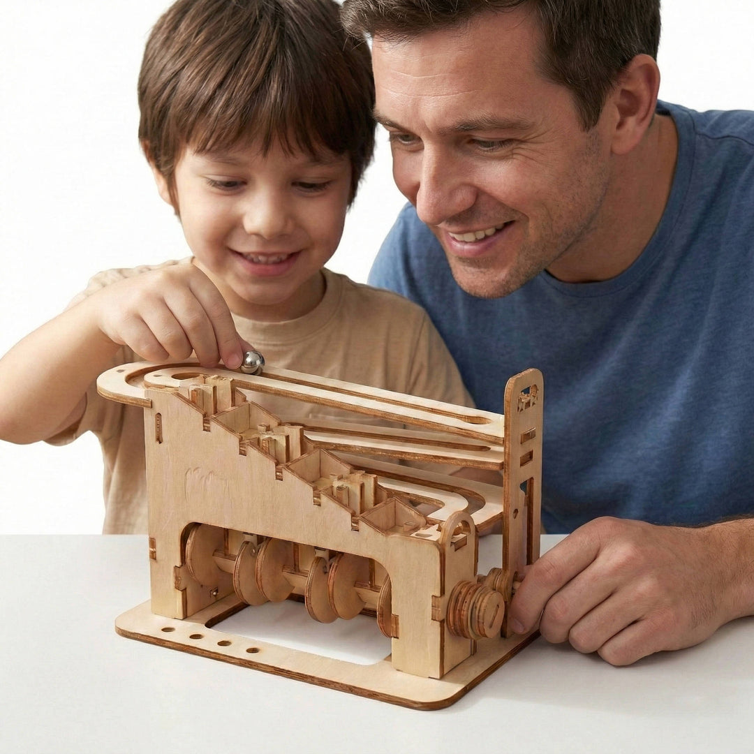 Wooden Marble Run 3D Puzzle Kit DIY Mechanical Building Model