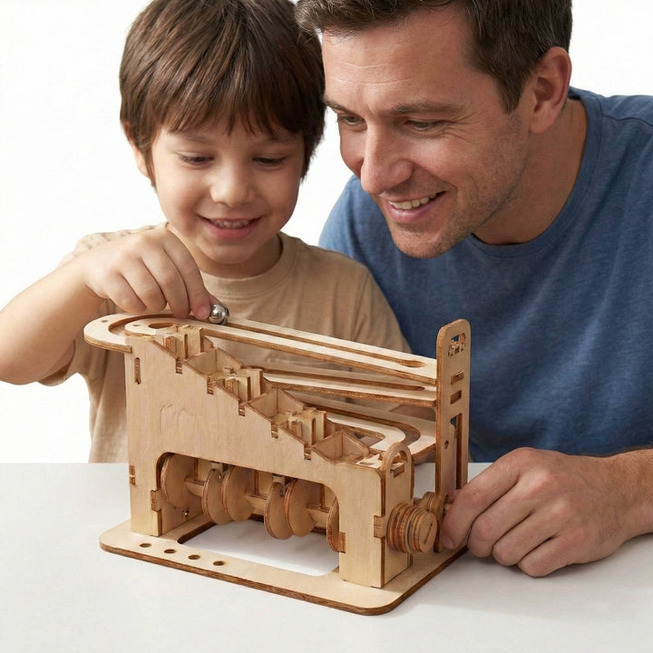 Wooden Marble Run 3D Puzzle Kit DIY Mechanical Building Model