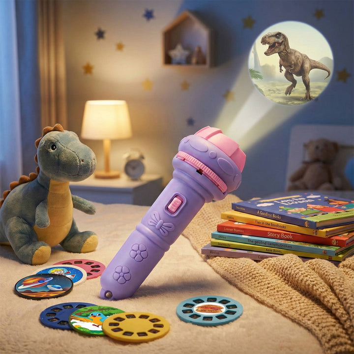 Kids Projector Flashlight Toy with Slide Discs Toddler Dinosaur Animal Light Projector Ages 2 to 6