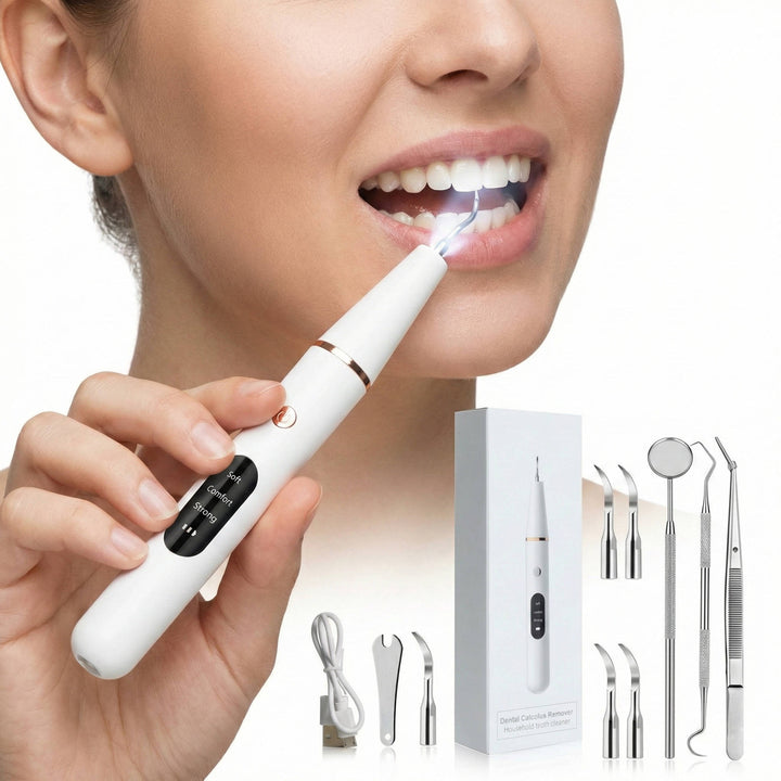 Electric Dental Teeth Calculus and Tartar Remover Kit, 5 Adjustable Modes with Led Light