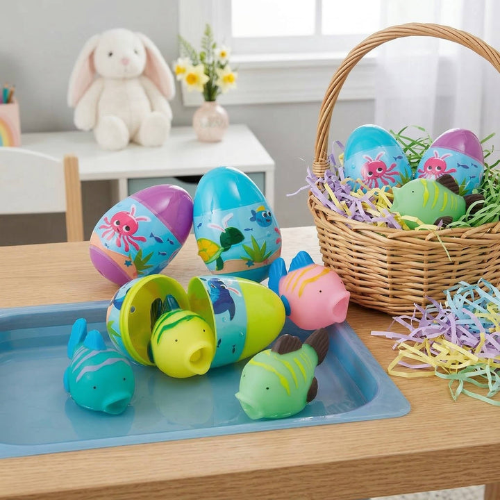 Squirt Toy Filled Plastic Easter Eggs 12 Pc, colourful Easter Egg Hunt Toys for Kids Basket Stuffers