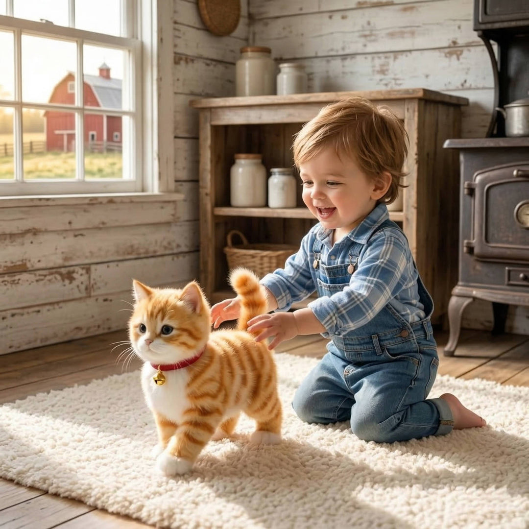 Realistic Interactive Tabby Robot Kitten, Walking and Meowing Robot Cat