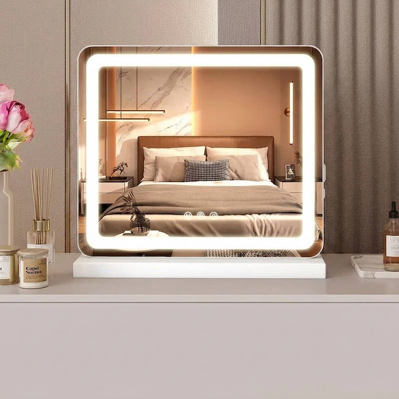 LED Vanity Mirror with Lights Dimmable, Makeup Mirror with 3 colour Modes Touch Screen Desk Mirror