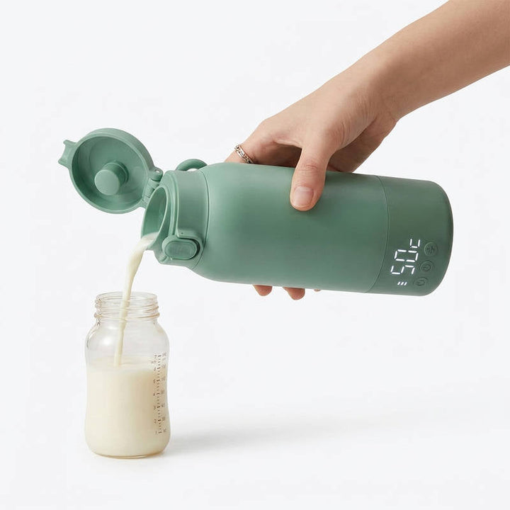Portable Bottle Warmer 17oz 100W Fast Heating, Rechargeable Baby Bottle Warmer with Temp Control LED Display Stainless Steel Travel