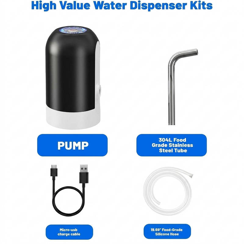 Electric Water Dispenser for 3 to 5 Gallon Bottles, USB Rechargeable Portable Water Jug Pump for Home Office Camping