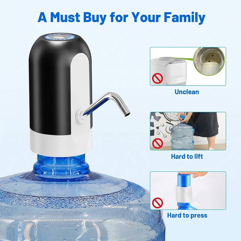 Electric Water Dispenser for 3 to 5 Gallon Bottles, USB Rechargeable Portable Water Jug Pump for Home Office Camping