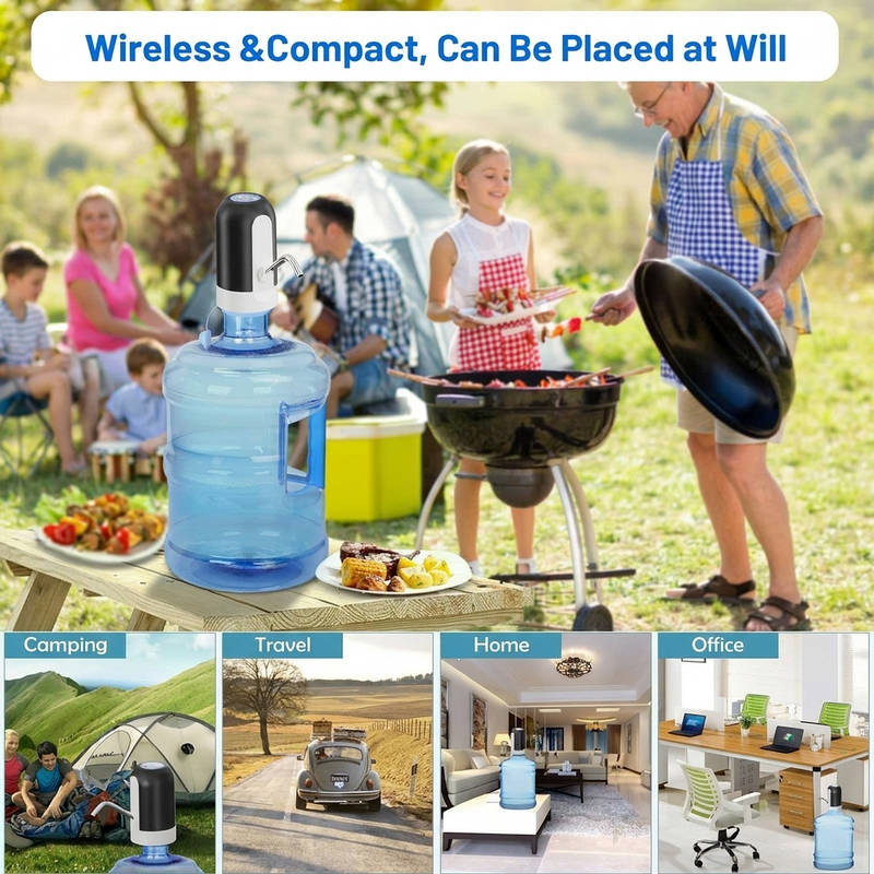 Electric Water Dispenser for 3 to 5 Gallon Bottles, USB Rechargeable Portable Water Jug Pump for Home Office Camping