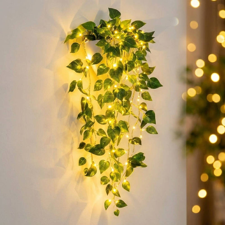 Artificial Hanging Vines with LED Lights, Pre lit Faux Ivy Garland for Wall Decor, Indoor Hanging Planter Greenery for Aesthetic Home and Room Decor