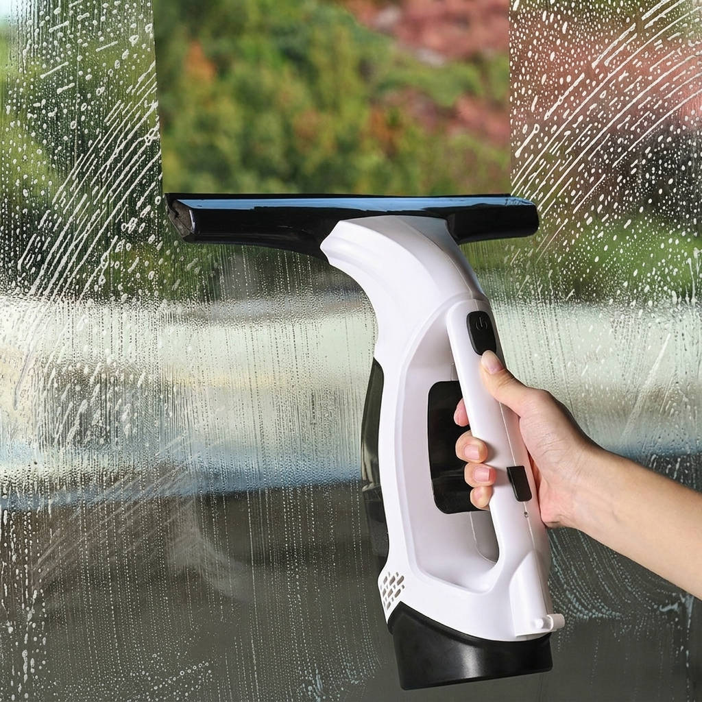 3 In 1 Window Vacuum Squeegee, Electric Window Cleaner with Extension Pole, Water Collection Tank for Glass Doors, Windows, Mirrors and Car