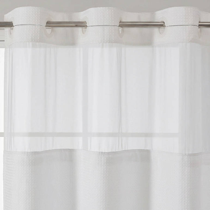 No Hooks Polyester Shower Curtain with Snap In Fabric Liner