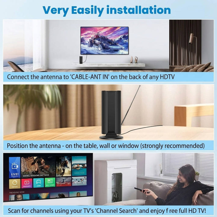2026 TV Antenna for Smart TV, 5000 and more Miles Range Digital HD Indoor Outdoor Antenna with Amplifier Signal Booster, Waterproof Design