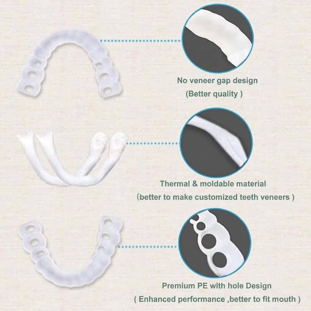 Snap On Veneers, Natural Looking Veneers for Upper and Lower Teeth, Instant Smile Makeover