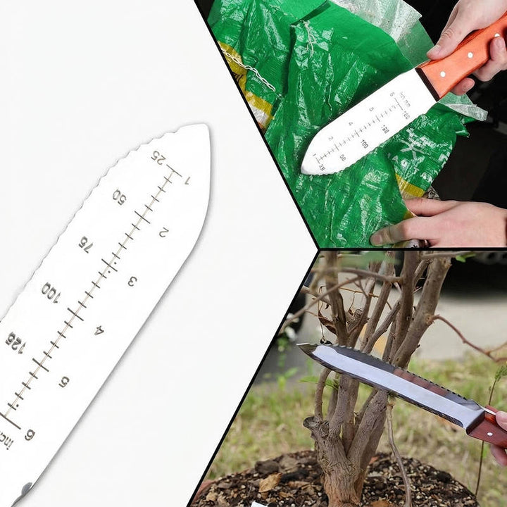 Garden Knife Weeding Tool 7 Inch Full Tang, Durable Digging Knife with Leather Sheath for Outdoor Gardening