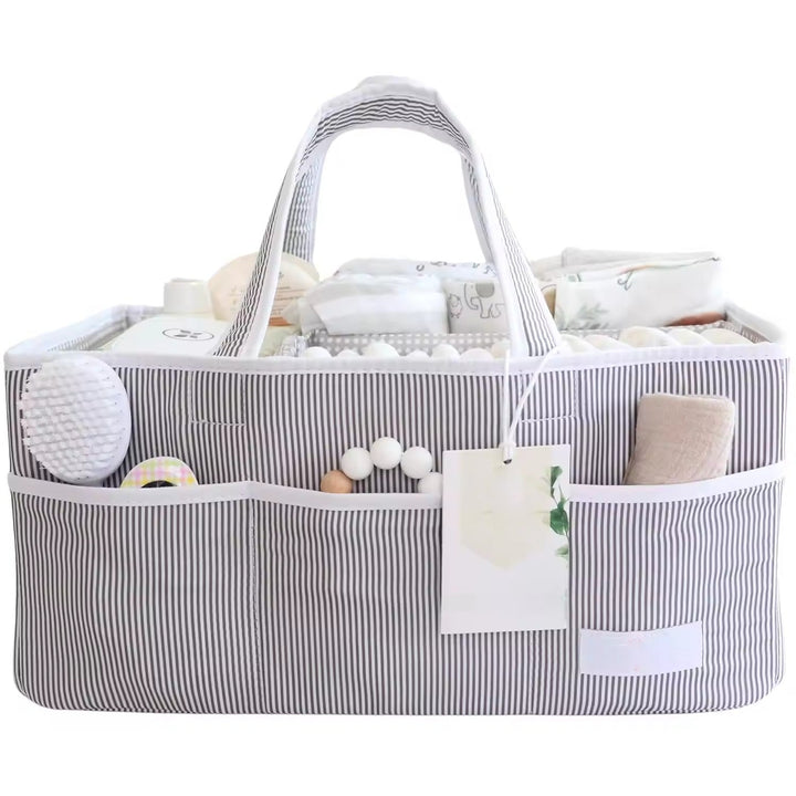 Large Baby Diaper Caddy Organizer Tote Bag, Nursery Storage Basket and Portable Car Caddy For Newborn