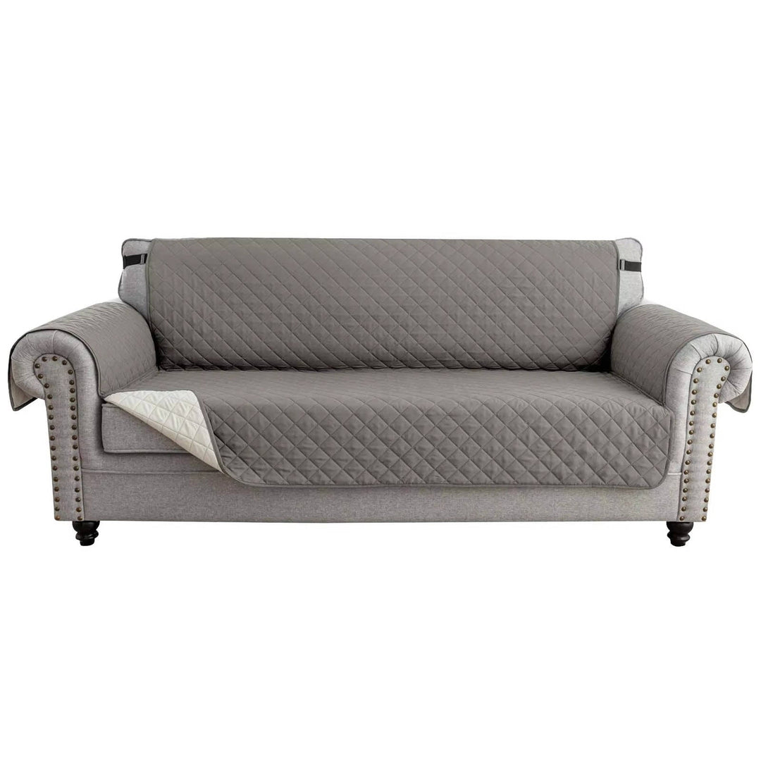 Reversible Sofa Cover for 3 Cushion Couch, Water Resistant Pet Protector with Elastic Straps