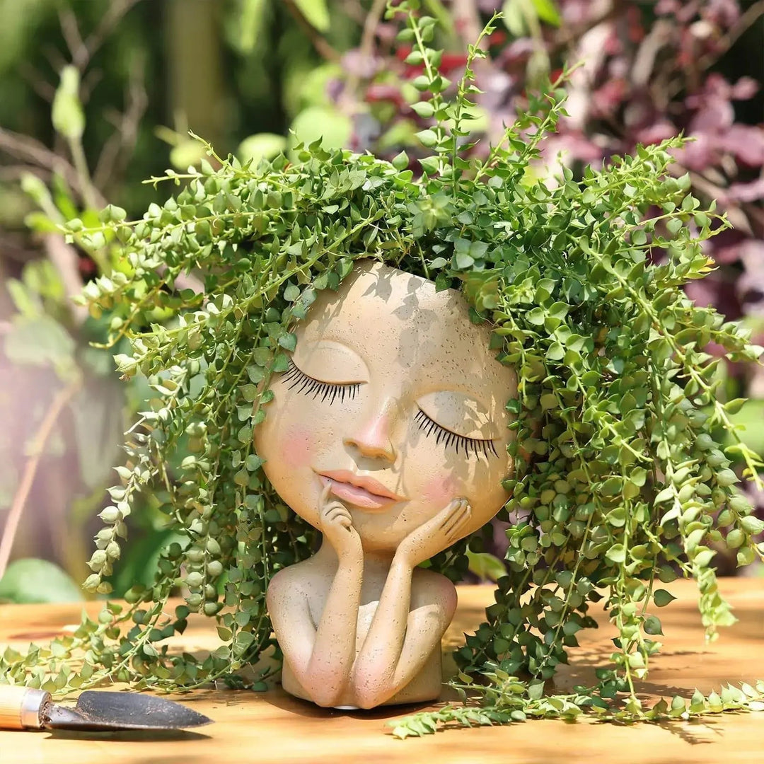 Ceramic Face Planter with Expressive Design for Small Succulents and Herbs