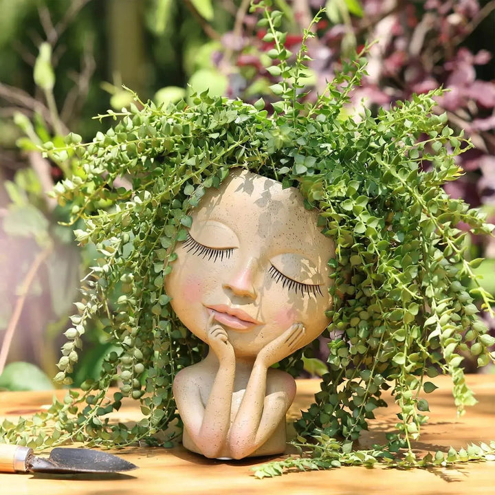 Ceramic Face Planter with Expressive Design for Small Succulents and Herbs