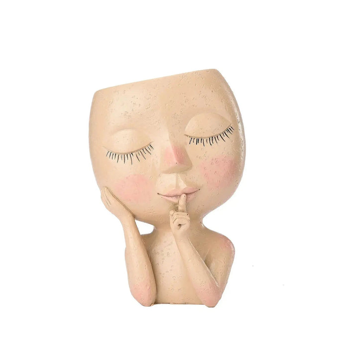 Ceramic Face Planter with Expressive Design for Small Succulents and Herbs