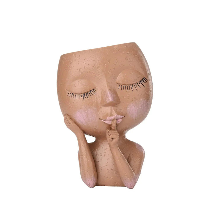 Ceramic Face Planter with Expressive Design for Small Succulents and Herbs